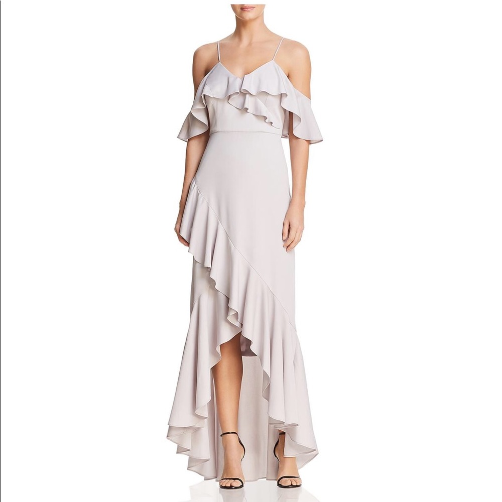 Nicole Miller ruffle high low gown